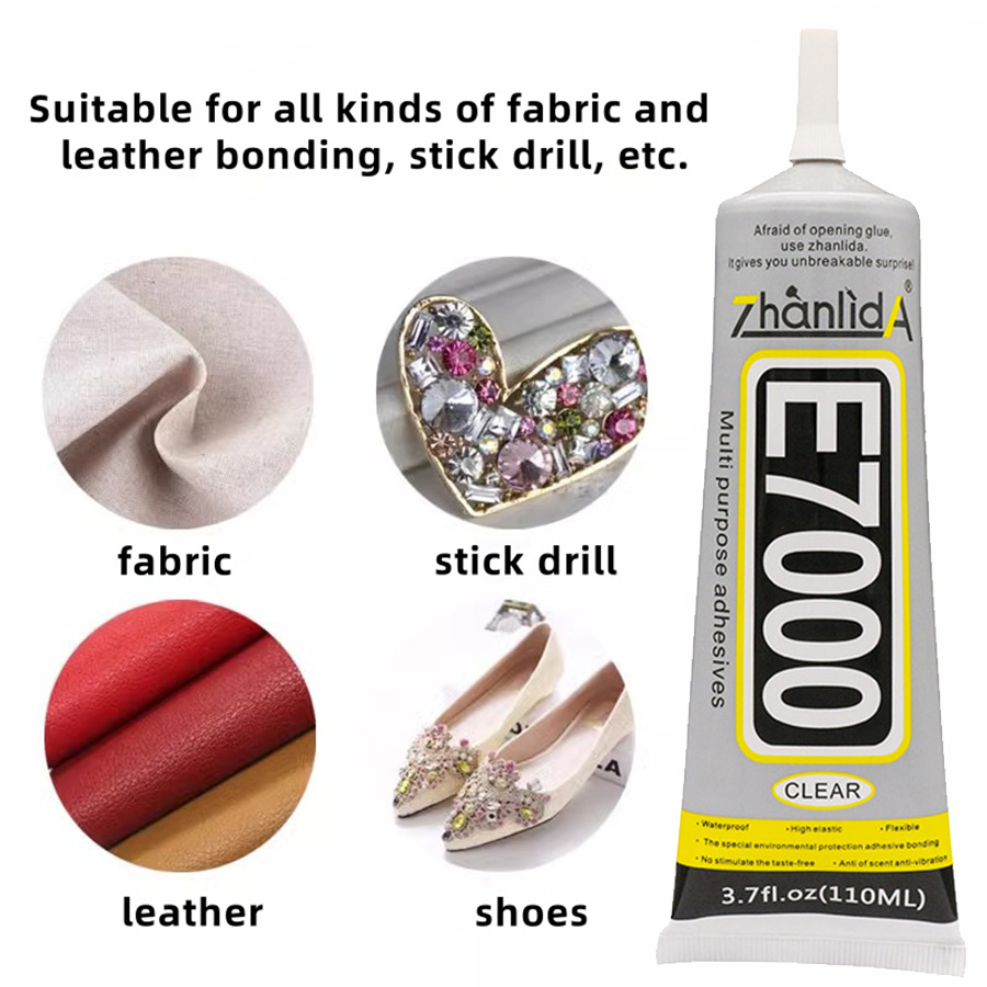 Contact Cement Glue - E7000 接着剤クリアコンタクト DIY 布繊維生地接着剤多目的ウェディングドレスレザーバッグダイヤモンドガラス