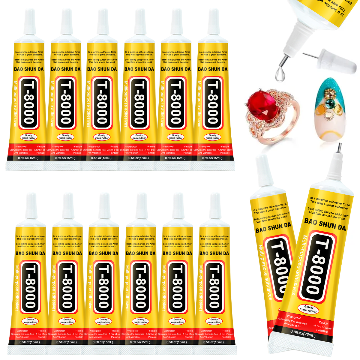 Contact Cement Glue - T8000透明接着剤、携帯電話修理、クラフトジュエリー、ファイバー、電子部品、接着剤、T-8000シーラント