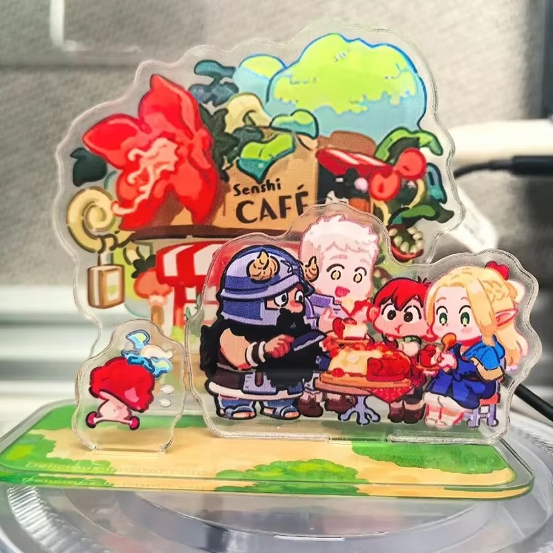 Acrylic Cosplay Prop - アニメ「デリシャス・イン・ダンジョン」マーシル・ライオス・センシ・チルチャック コスプレ スタンドプレート アクリルフィギュアスタンド デスクトップオーナメント プロップ