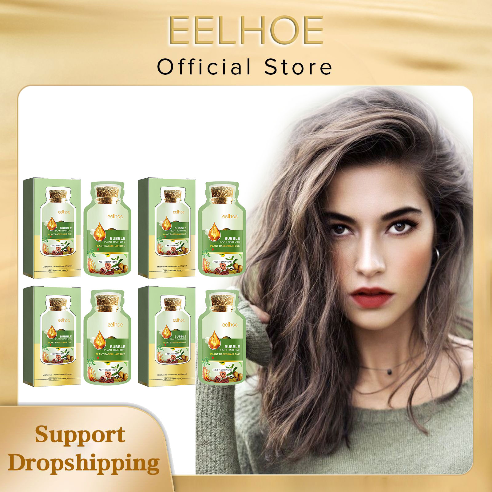 Hair Spray Color - Eelhoe-天然植物毛染料、長持ちするケア、便利な保護バブル、シャンプーフォーム、着色、ボックスあたり10個