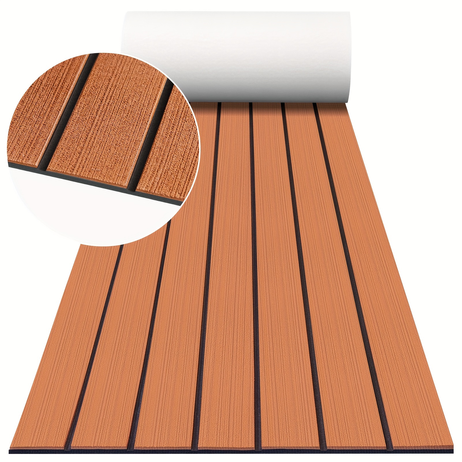 Eva Foam Sheet - 1200*410mm EVAフォームボートフロアリングパッド滑り止めフェイクチークカーペット自己粘着マリンデッキシートマットヨットカヤック車両パッド用
