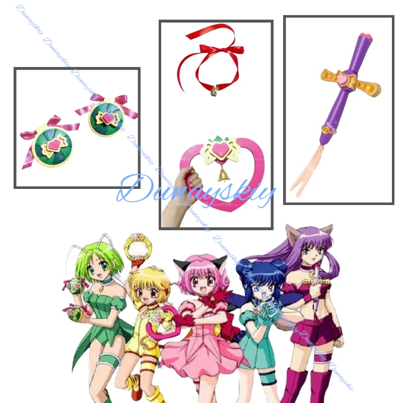 Cosplay Prop Bow - ロリータ猫娘東京ミュウいちご桃宮ネックレスボウテールブラックピンク耳コスプレ小道具ベルアクセサリー