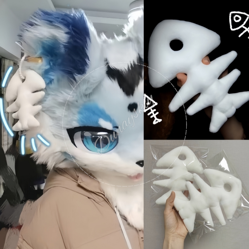 Fishbones Cosplay Prop - ぬいぐるみフィッシュボーンキーホルダー ファーコスチュームコスプレアクセサリー ファーリーフィッシュボーンぬいぐるみ小道具 マルチサイズ 15cm-50cm ソフト素材