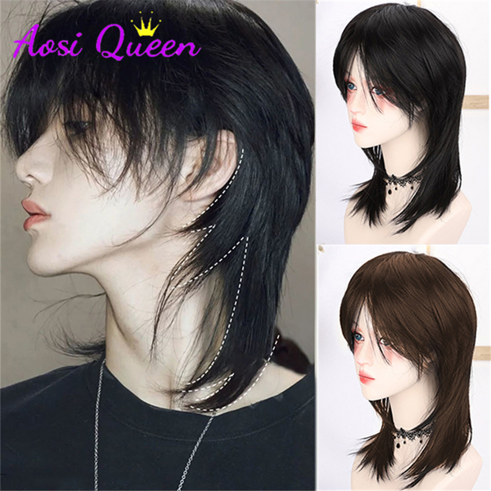 Wig Fiber Net - 女性用ショートウィッグ,黒髪,オオカミのカクテルの色,美しいふくらんでいる,天然の柔らかいネット,ユニバーサル