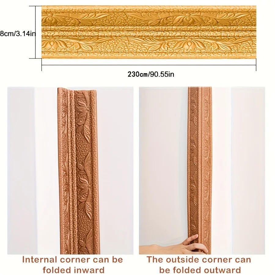 Craft Foam Roll - 230cm フォーム壁エッジストリップステッカーは半分に折り畳むことができます自己粘着防水ベースボードコーナーウエストラインステッカー家の装飾