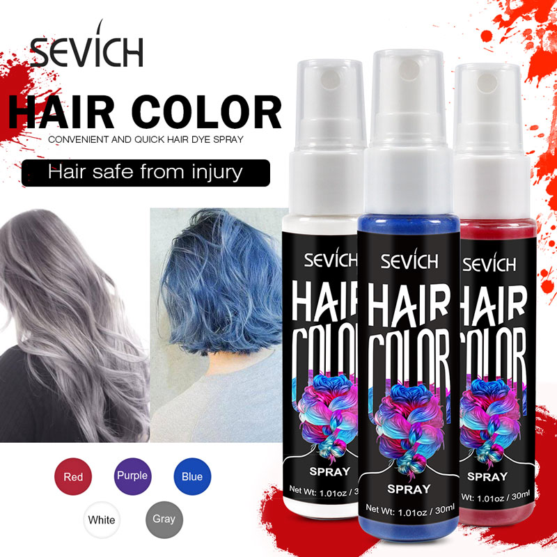 Hair Spray Color - Sevich 8 色 30 ミリリットル染毛剤スプレー使い捨てヘアクイックスプレー防水染毛剤ブルー/レッドファッションインスタントヘアカラー製品