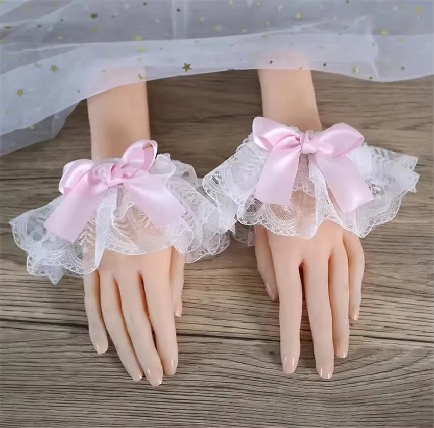 Cosplay Prop Bow - 日本人女性女の子ロリータ多色リボン手袋フェイクスリーブカフススイートプリンセスコスプレセーターカフカバーリストアクセサリー