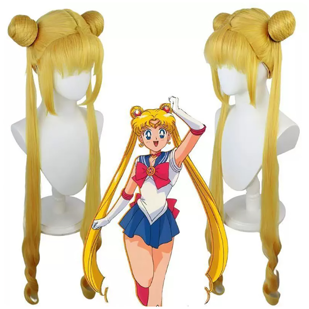 Wig Fiber Net - HAIRJOY 人工毛セーラームーンプリンセスセレニティコスプレウィッグロングイエローコスプレウィッグローズネット