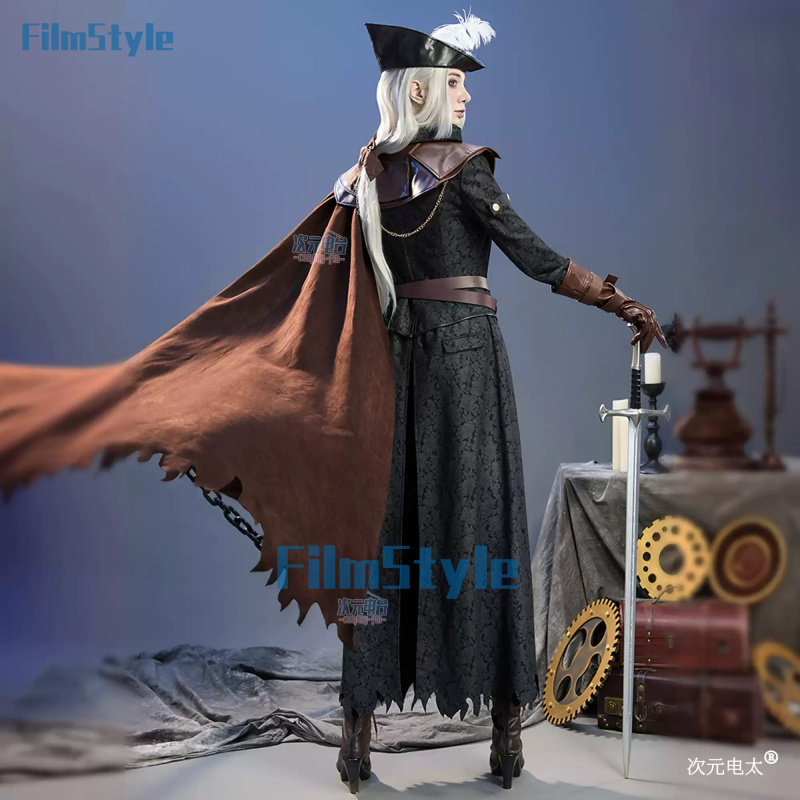 Bloodborne Cosplay Prop - ゲームブラッドボーンレディマリアアストラルクロックタワーハンターコスプレ衣装コートマント帽子靴カバー手袋男性女性ハロウィン制服