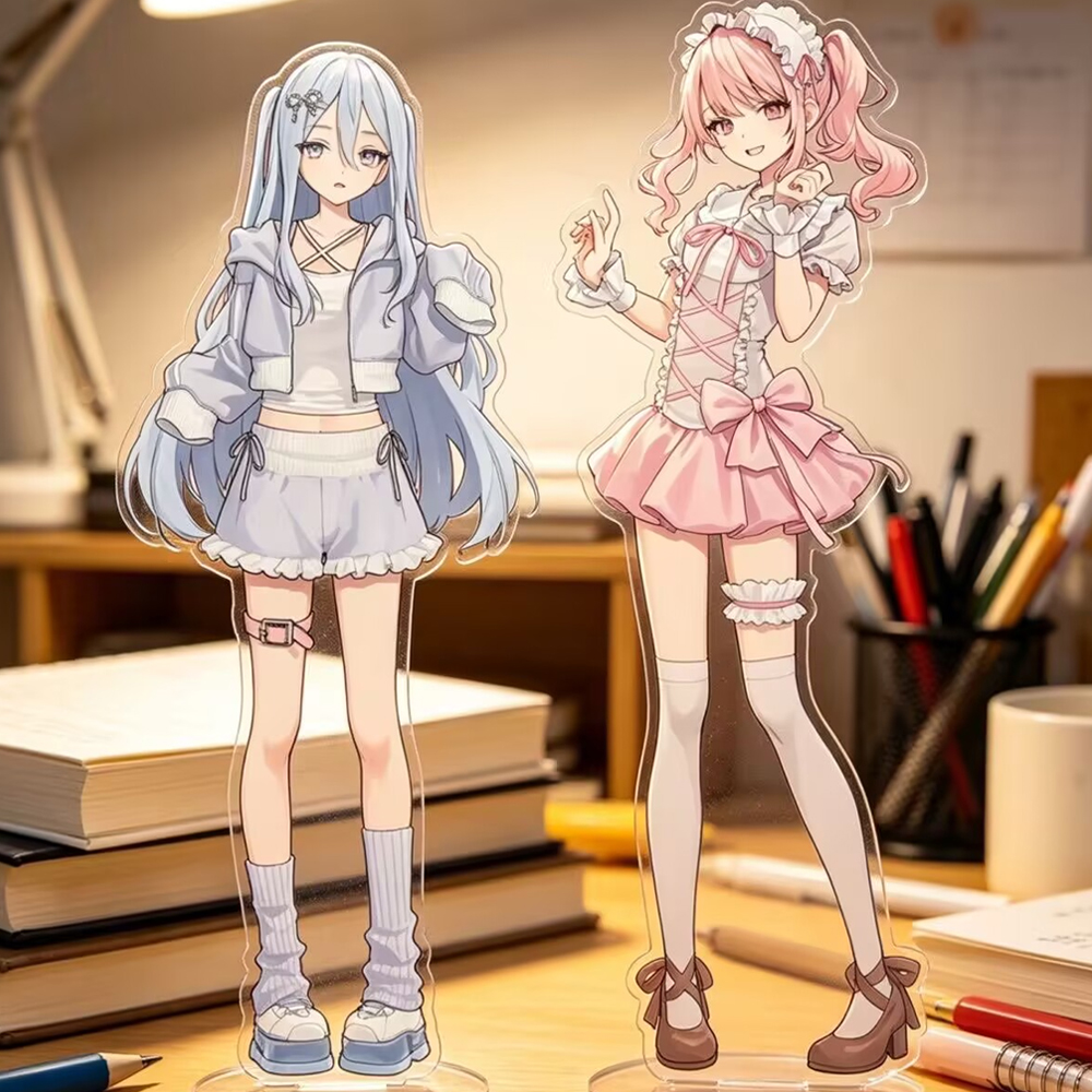 Acrylic Cosplay Prop - アニメプロジェクトセカイ ‌ 秋山美月与咲かなでコスプレスタンドアクリルスタンディングプレートオーナメントデスクトップ装飾アクセサリー