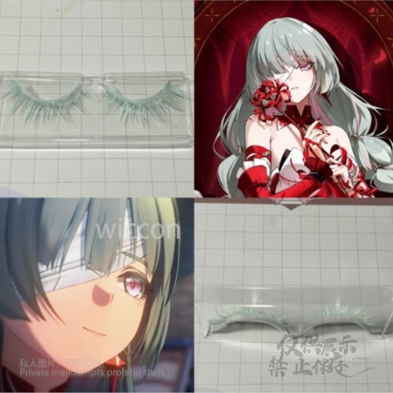 Prop For Cosplay - アニメ Phrolova コスプレウィッググリーンピンク混合ウィッグ衣装イヤリング耐熱合成まつげ Phrolova ハロウィンパーティー