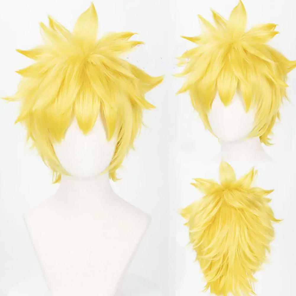 Wig Fiber Net - 合成毛ウィッグ うずまきコスプレウィッグ イエローカーリーショートウィッグ ローズネット