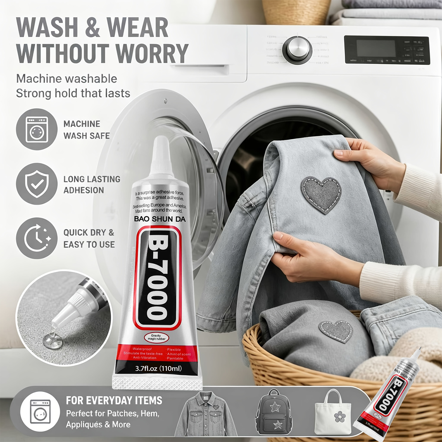 B-7000 布用接着剤 永久接着・水洗い可能、縫い付け不要 - Contact Cement Glue のレビューと価格