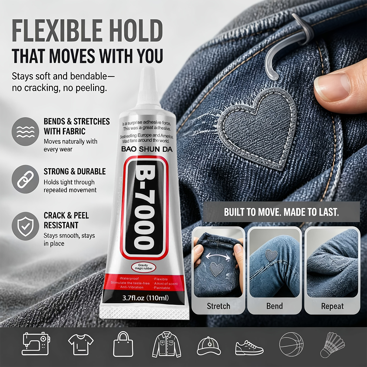 B-7000 布用接着剤 永久接着・水洗い可能、縫い付け不要 - Contact Cement Glue のレビューと価格