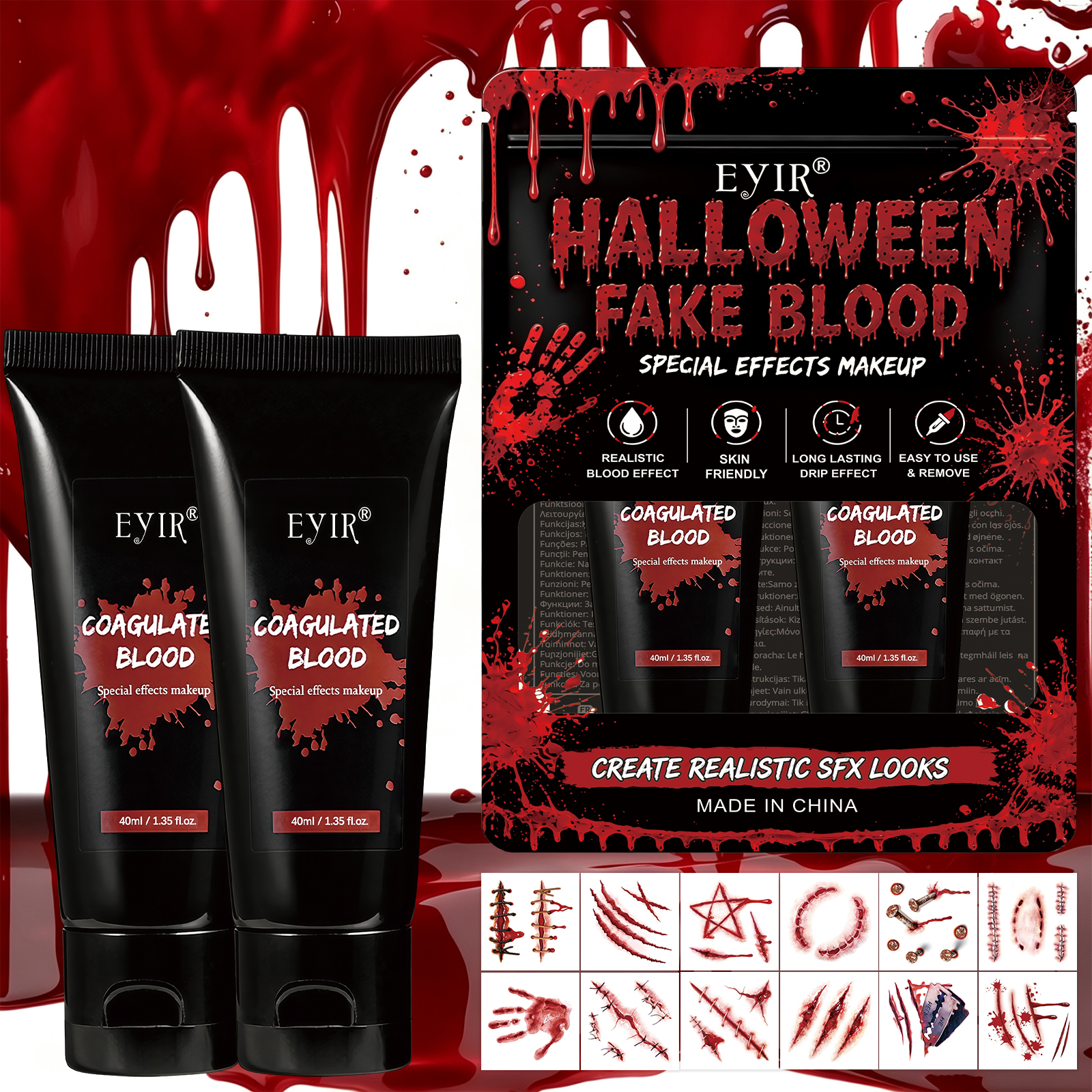 2個入り ハロウィン フェイクブラッドジェル、リアルなSFX - Body Paint Sfx のレビューと価格