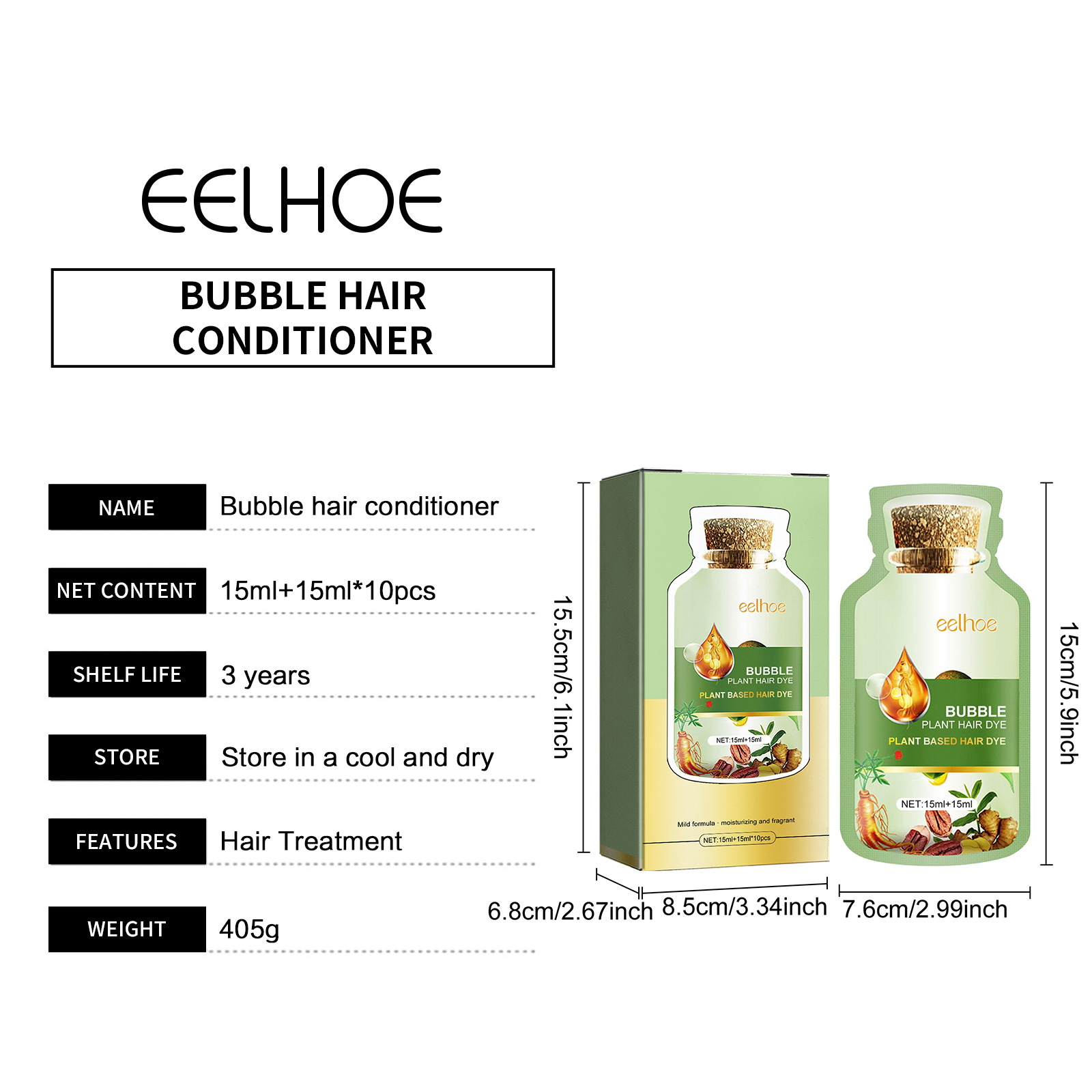 Eelhoe-天然植物毛染料、長持ちするケア、便利な保護バブ - Hair Spray Color のレビューと価格