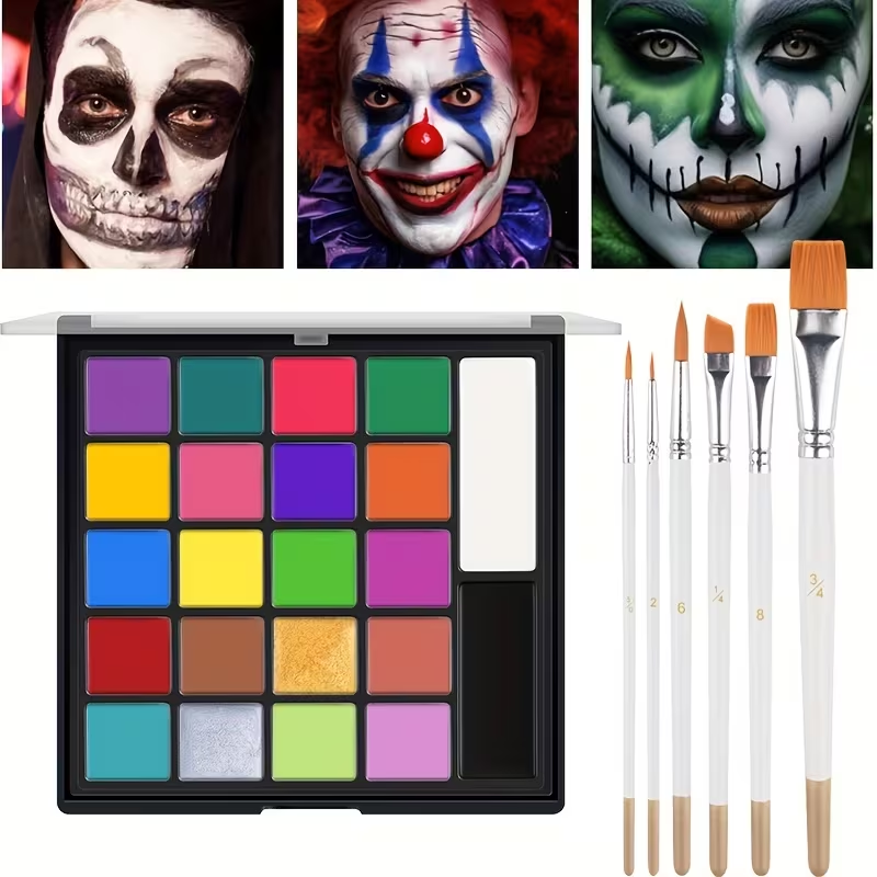 20色フェイスボディペイントパレット、6本のブラシ付き、防水 - Body Paint Sfx のレビューと価格