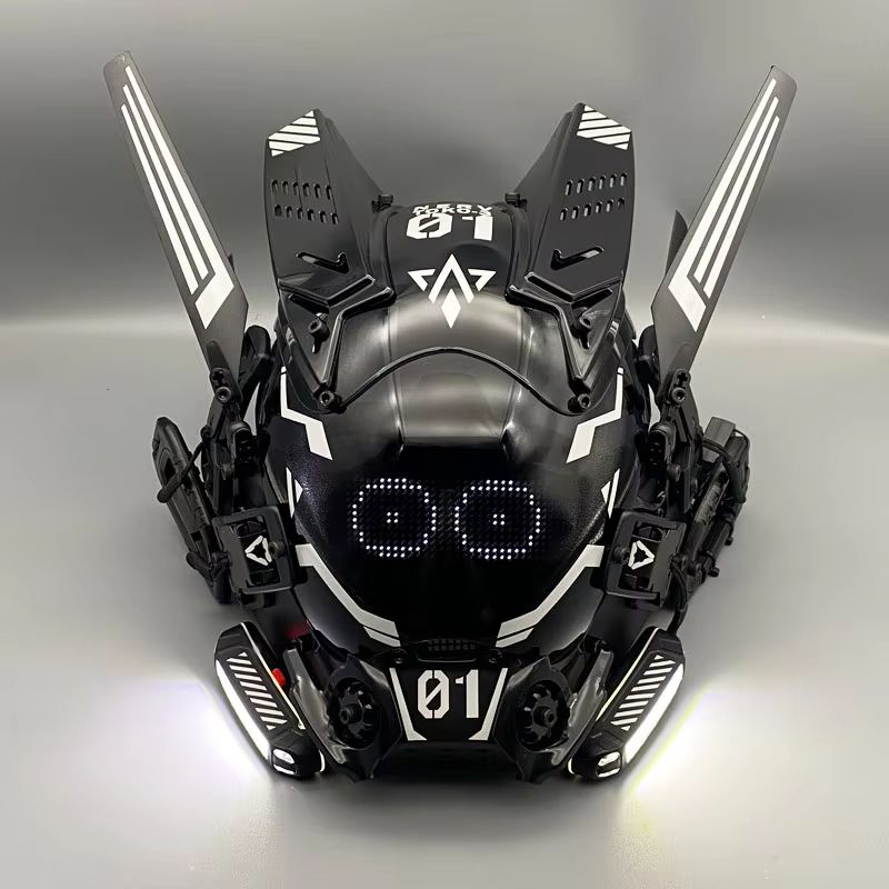 サイバーパンクコスチュームマスク、コスプレメカ兵士、LEDラ - Cosplay Prop Display のレビューと価格
