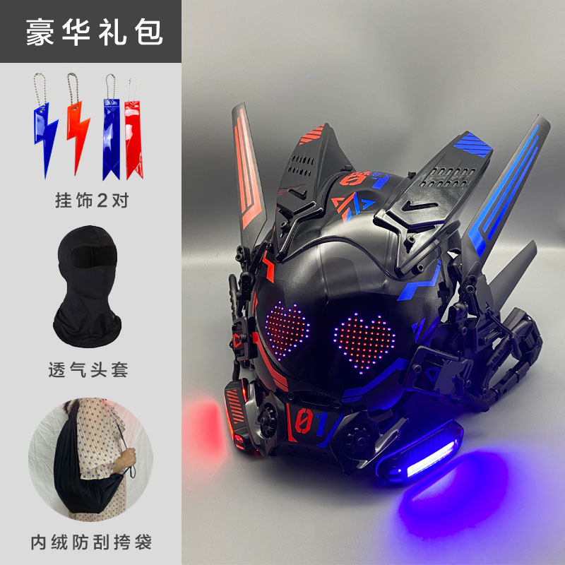 サイバーパンクコスチュームマスク、コスプレメカ兵士、LEDラ - Cosplay Prop Display のレビューと価格