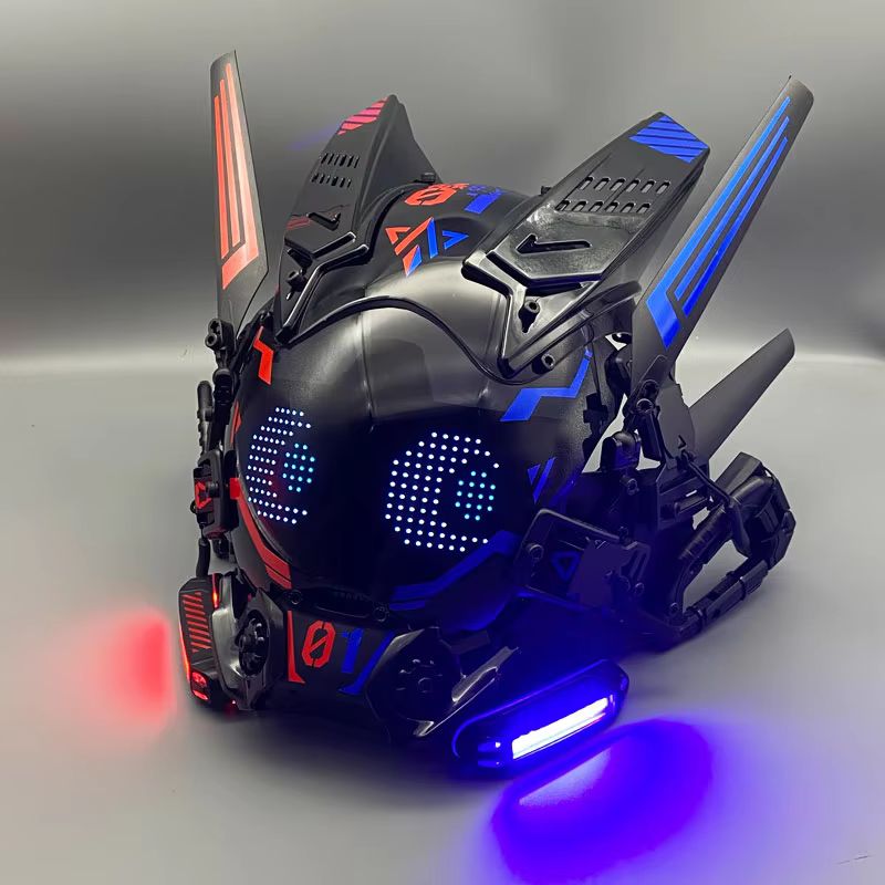 サイバーパンクコスチュームマスク、コスプレメカ兵士、LEDラ - Cosplay Prop Display のレビューと価格