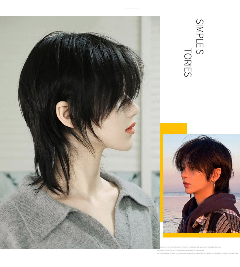 女性用ショートウィッグ,黒髪,オオカミのカクテルの色,美しい - Wig Fiber Net のレビューと価格