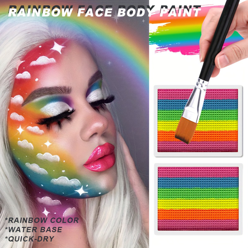 レインボーフェイス＆ボディペイントセット-2個入りスプリット - Body Paint Sfx のレビューと価格