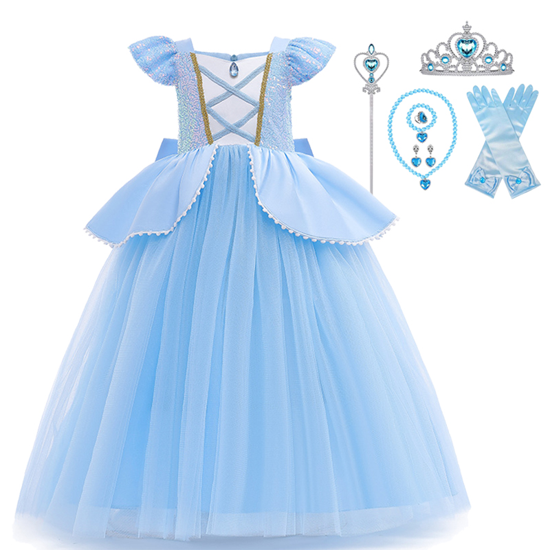シンデレラコスプレ衣装子供服女の子のためのスパンコールプリン - Cosplay Prop Bow のレビューと価格