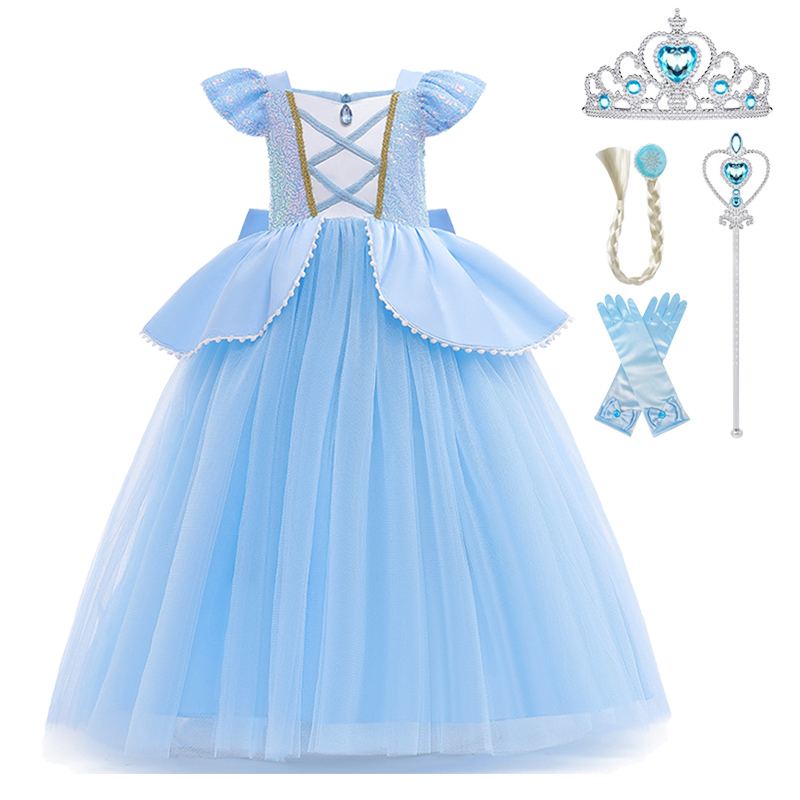 シンデレラコスプレ衣装子供服女の子のためのスパンコールプリン - Cosplay Prop Bow のレビューと価格