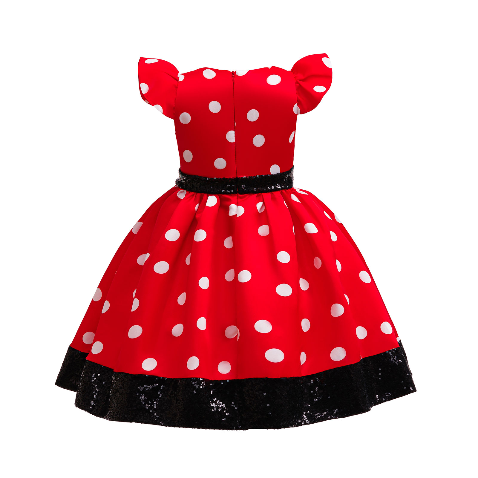 かわいい女の子赤白水玉プリンセスドレス黒スパンコールリボン子 - Cosplay Prop Bow のレビューと価格