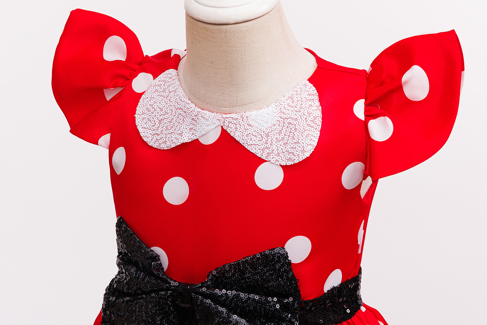 かわいい女の子赤白水玉プリンセスドレス黒スパンコールリボン子 - Cosplay Prop Bow のレビューと価格