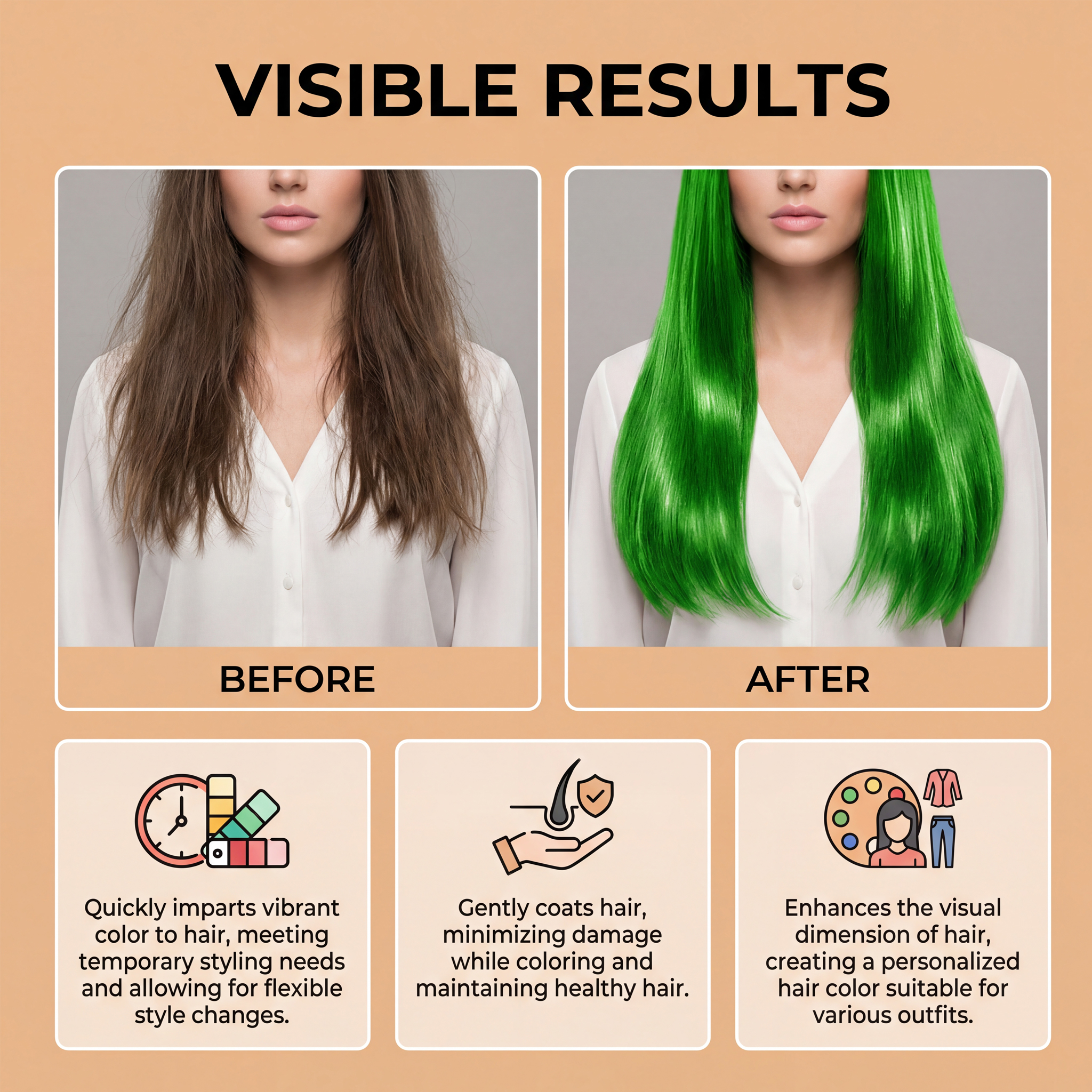 一時的な白/緑のヘアスプレー ファッション用明るいヘアスタイ - Hair Spray Color のレビューと価格