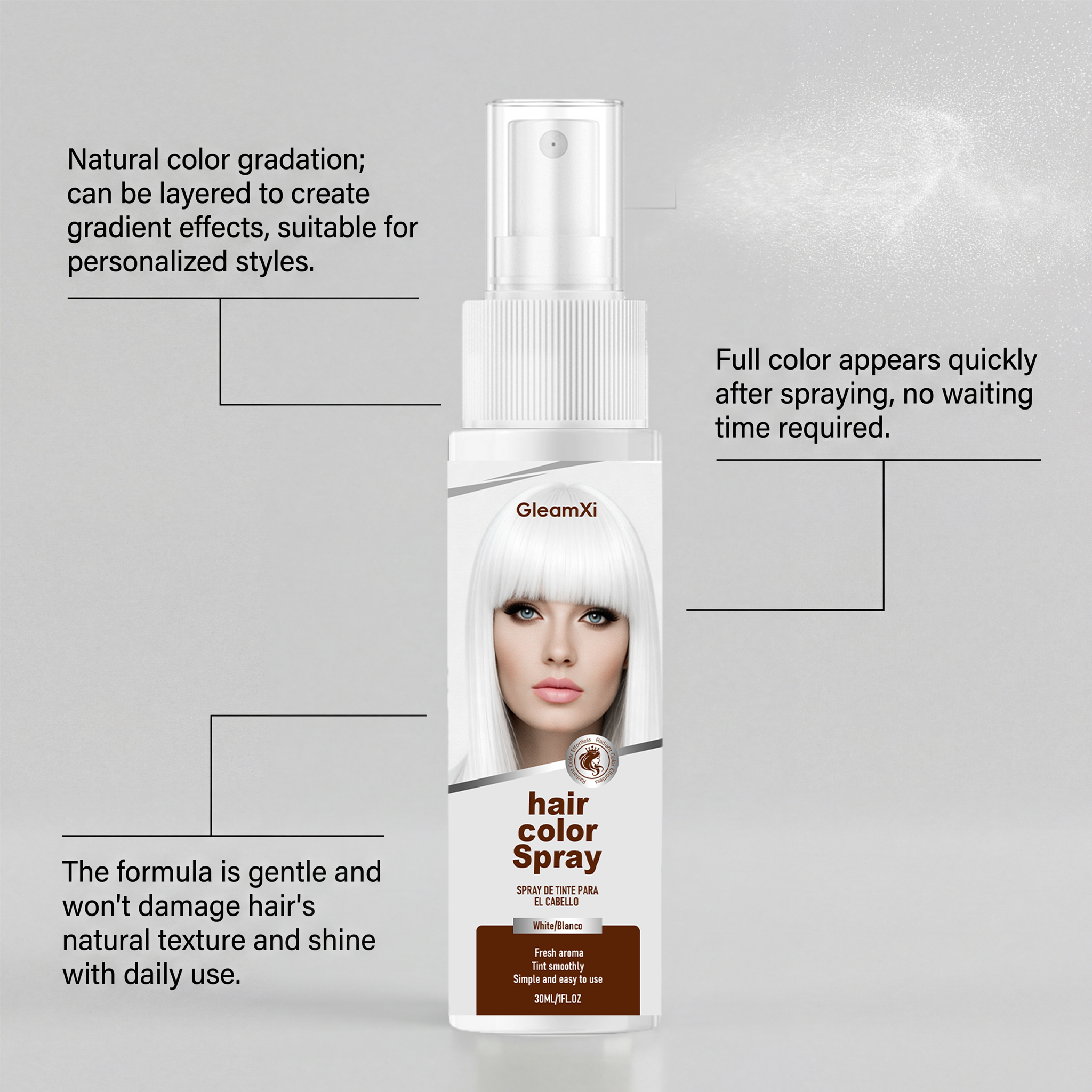 一時的な白/緑のヘアスプレー ファッション用明るいヘアスタイ - Hair Spray Color のレビューと価格