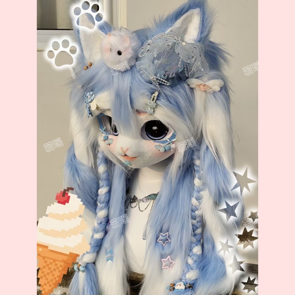 カスタム OC デザイン猫ケモノ毛皮スーツヘッド手作りレース - Cosplay Prop Designer のレビューと価格