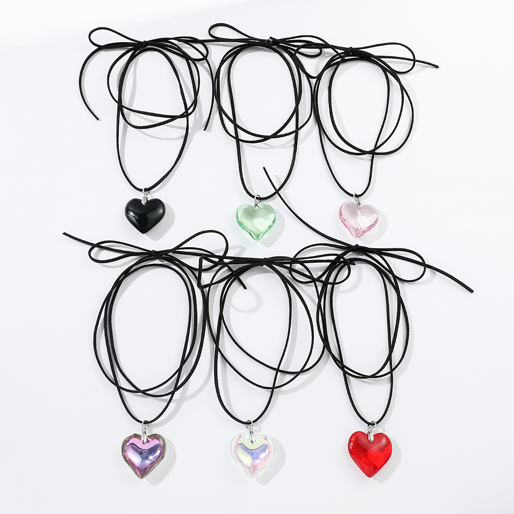 二重層のシンプルな弓型クリスタルハートネックレス、スパイシー - Cosplay Prop Bow のレビューと価格
